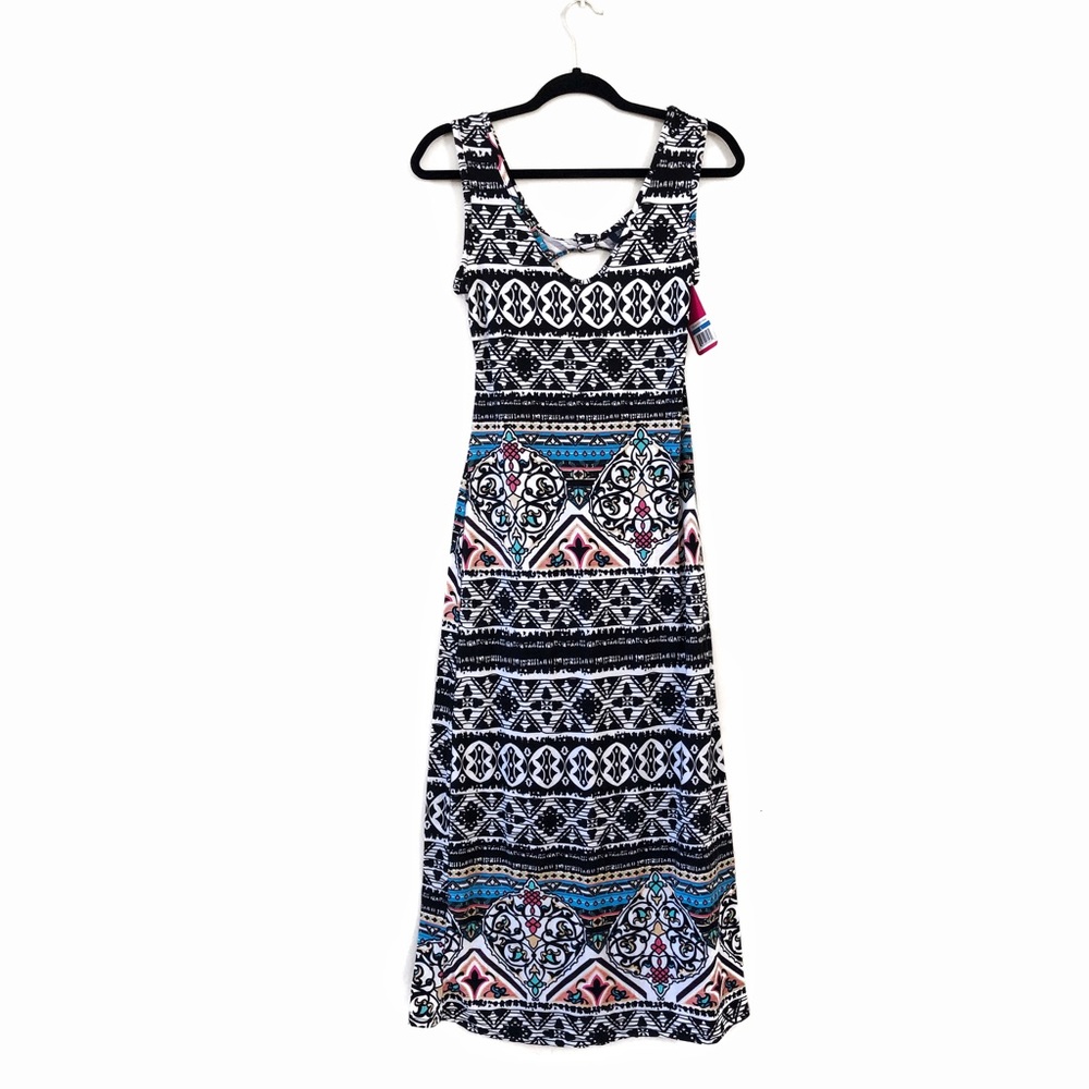 NWT Multicolor Open Back Aztec Print Maxi Dress L